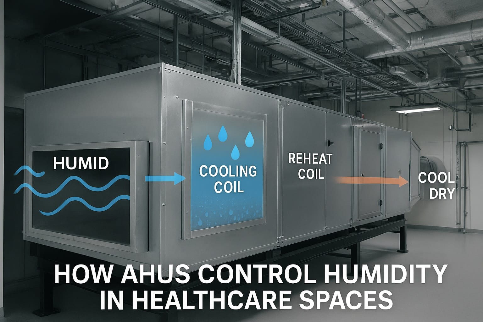 Humidity control AHU system in healthcare facility