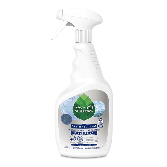 Seventh Generation disinfecting hydrogen peroxide cleaner spray.