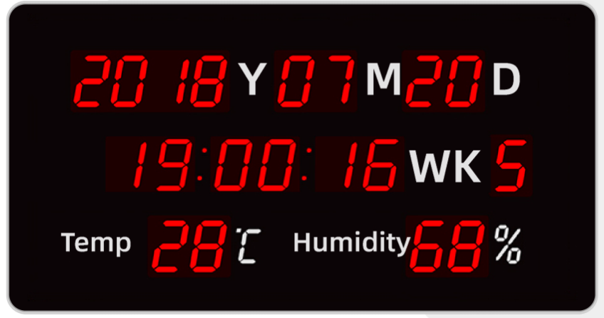 OR digital clock with temperature and humidity display