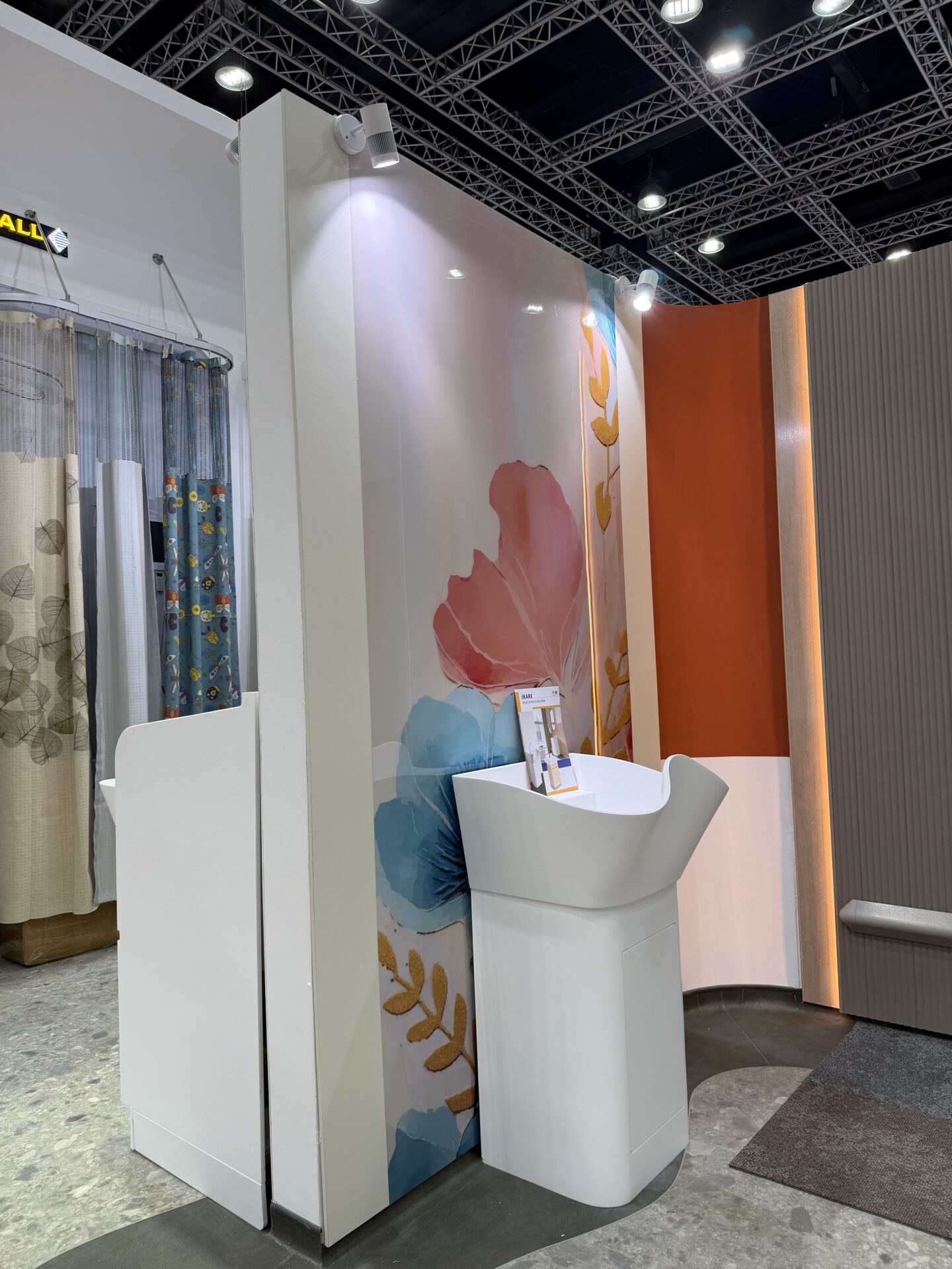ICARELIFE solid surface surgical scrub sink displayed at APHM 2026 exhibition in Malaysia