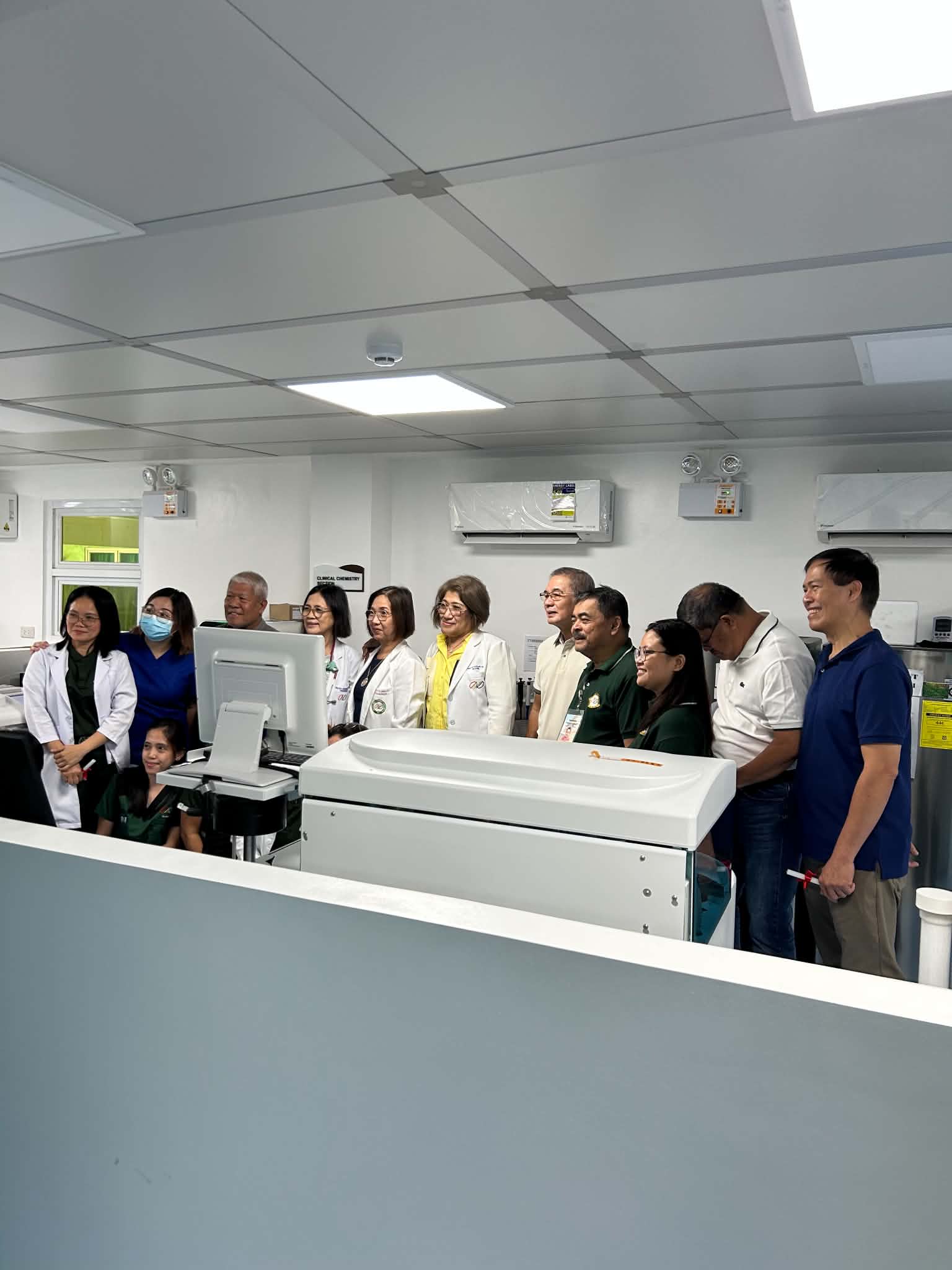 Grand opening tour with hospital staff and visitors