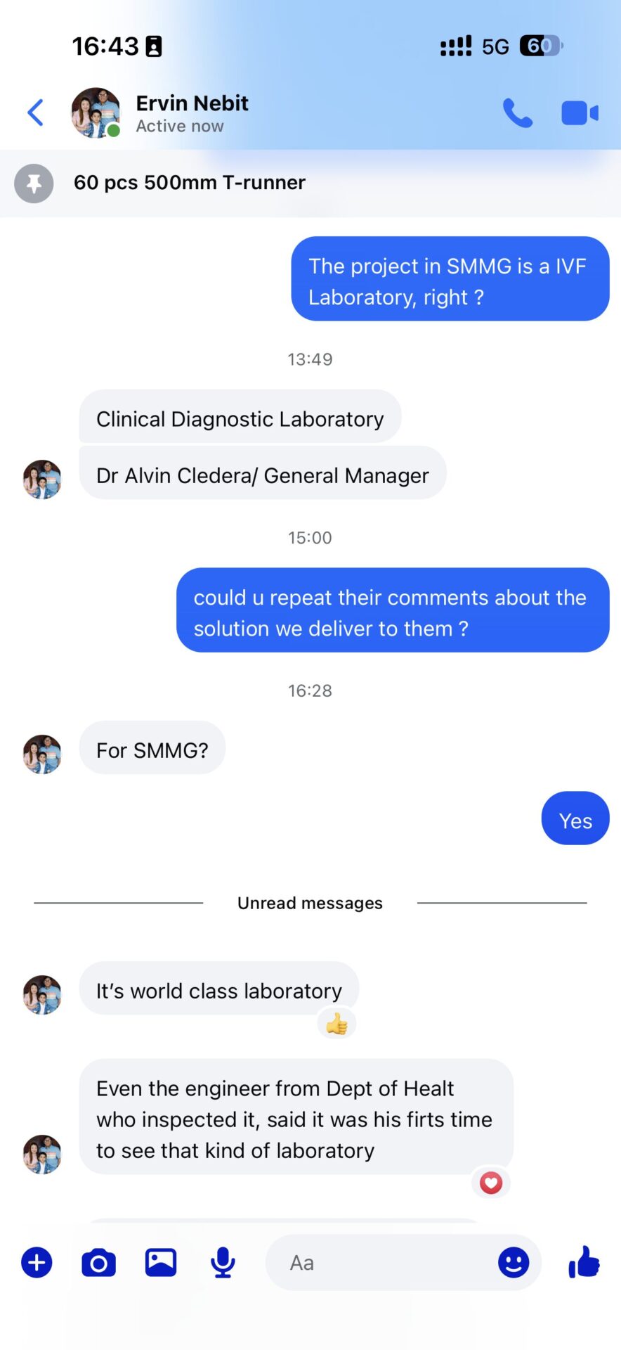 Original chat screenshot from Dr. Alvin Cledera