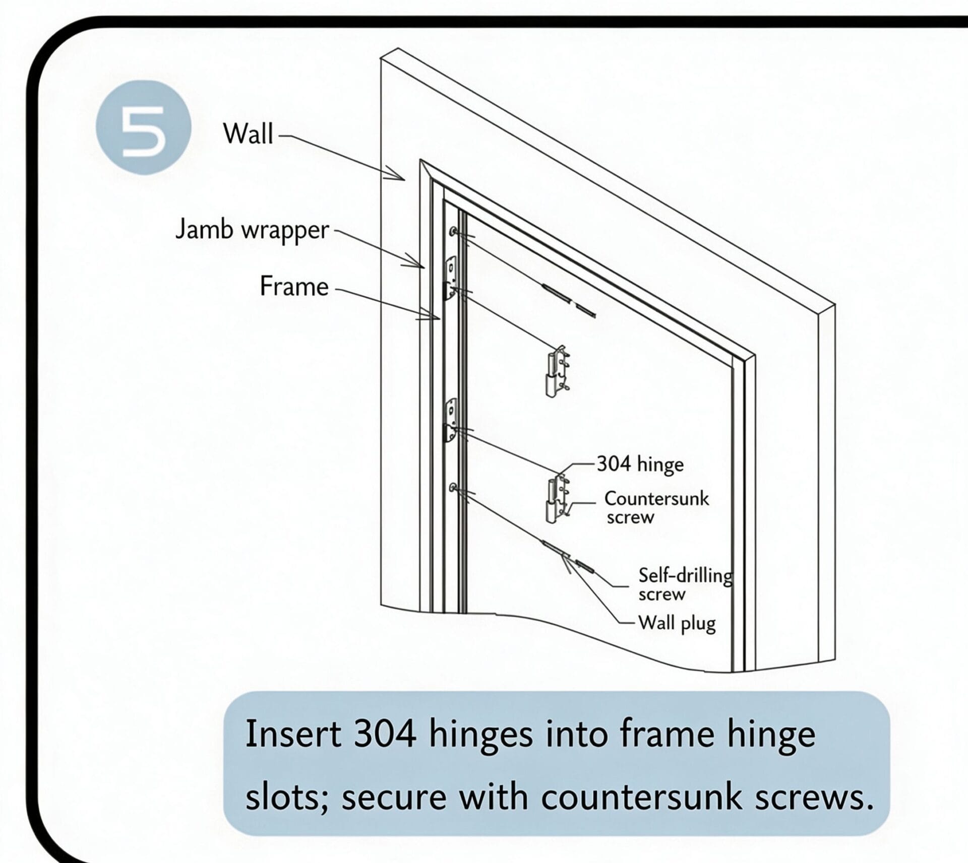 Install 304 stainless steel hinges