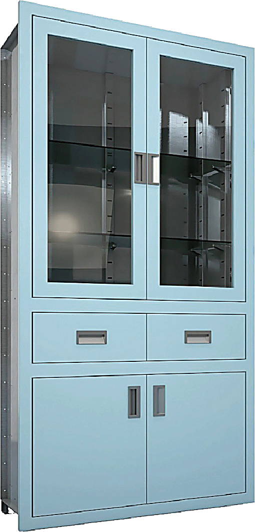 Glass Door + Two Drawers