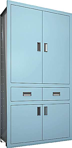 Steel Doors + Two Drawers