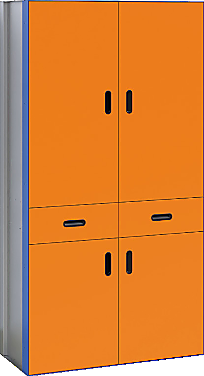 Steel Doors + Two Drawers, Flush Mount